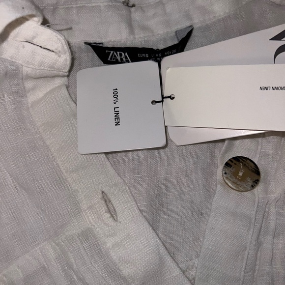 White Zara Linen Button Up Tank Top - Picture 4 of 4